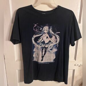 Hatsune Miku Black Graphic T-Shirt Men's Anime Size Large Crypto Future Media